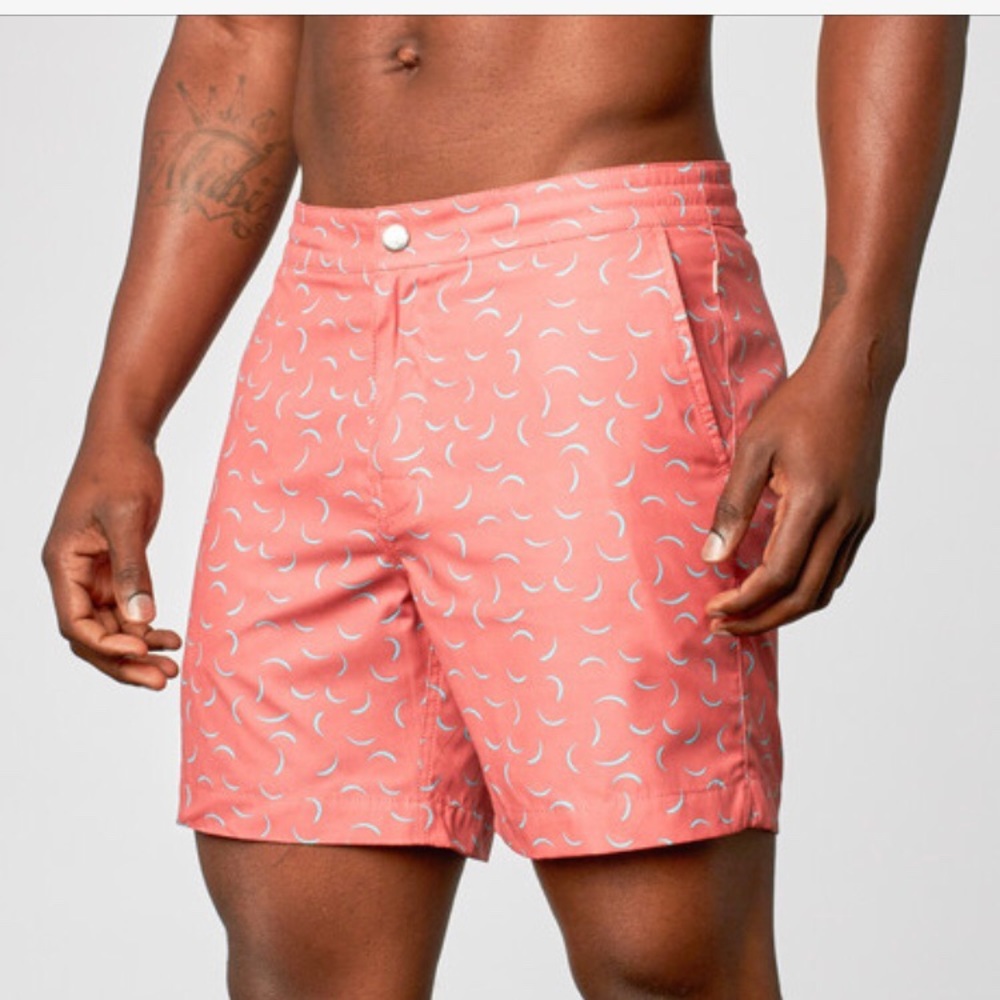 AMBSN Frawl Tailored Swim Short in Rose Red